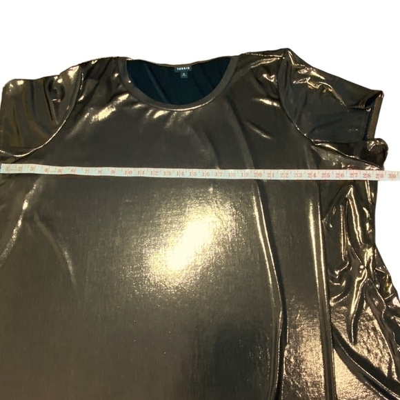 TORRID Liquid Shine Copper Crew Neck Short Sleeve Top US Sz 6X - Picture 6 of 11